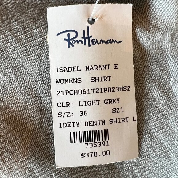 NWT Isabel Étoile Marant Snap Front Ruffled Denim Shirt - Picture 12 of 14